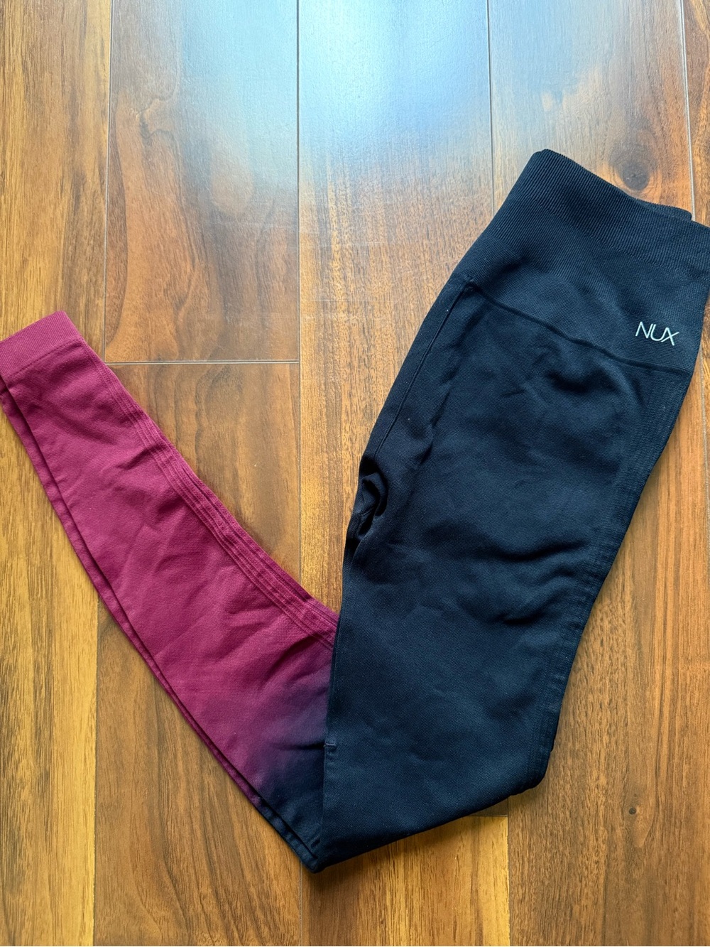 NUX Black and Pink Ombré High Waisted Workout Leggings / Size S / EUC!